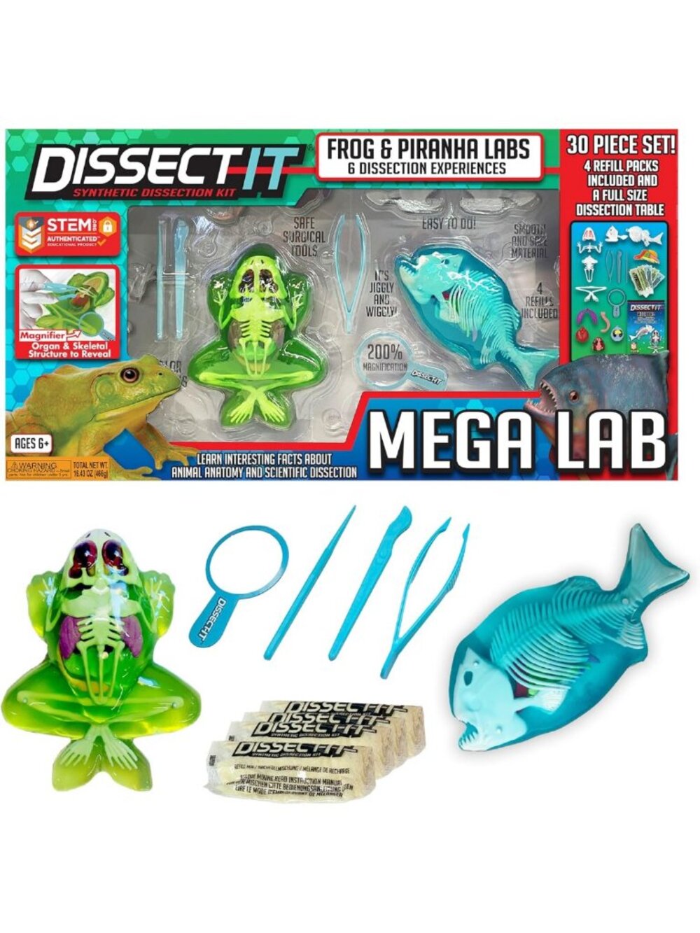 STEM Dissection Kit for Kids - Frog & Piranha Lab, Science Tools for Ages 6
